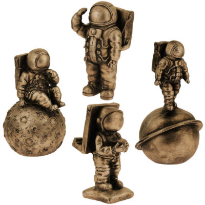 Ensemble de 4 figurines décoratives d’astronautes – Sculptures d’aventure spatiale
