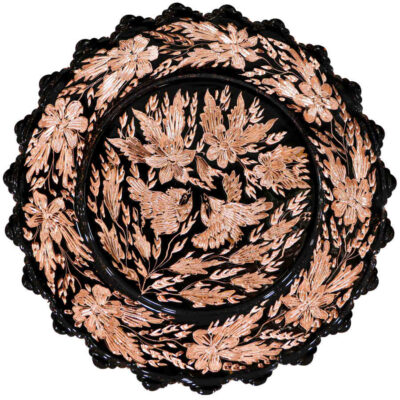 Assiette Décorative Persane en Cuivre Gravée Florale