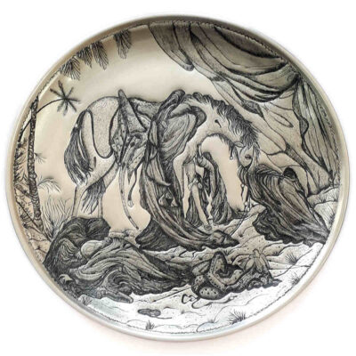 Assiette Décorative Islamique en Cuivre Gravée Ashura