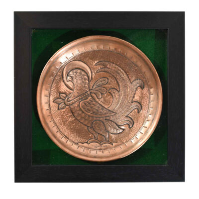 Assiette Décorative Persane en Cuivre Gravée Fleur Rose