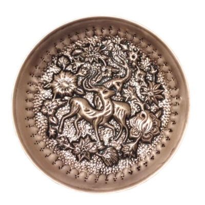 Assiette Décorative Persane en Cuivre Gravée Gazelle