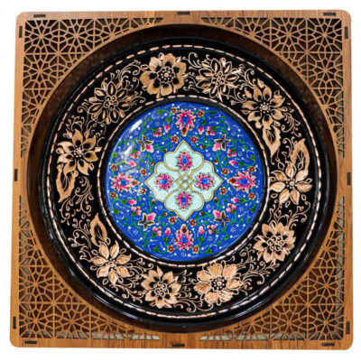 Assiette Décorative Persane en Cuivre Gravée Florale Honar
