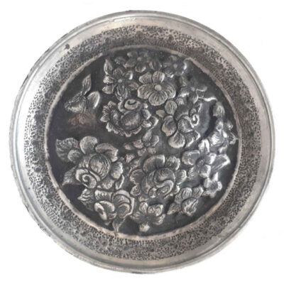 Assiette Décorative Persane en Cuivre Gravée Fleur Rose