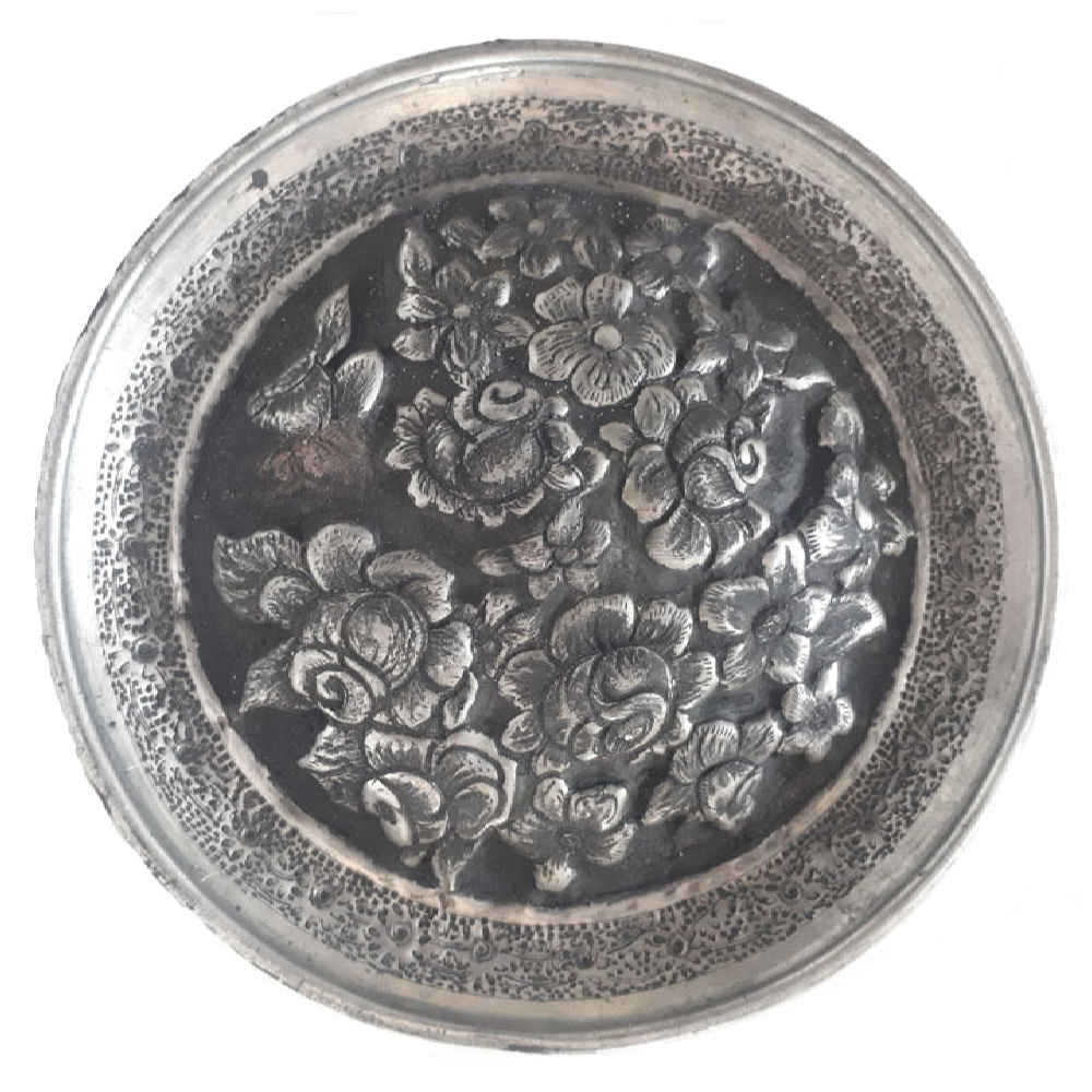 Assiette Décorative Persane en Cuivre Gravée Fleur Rose