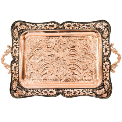 Plat de Service Persan en Cuivre Traditionnellement Gravé Almas