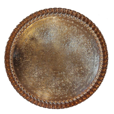 Plat de Service Persan en Cuivre Traditionnellement Martelé Mahtab