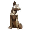 Figurine géométrique de renard cubisme doré - Sculpture artistique unique