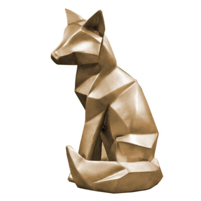 Figurine géométrique de renard cubisme doré – Sculpture artistique unique