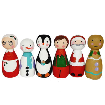 Poupées en Bois au Crochet Fait Main – Noël 02 | Personnages en Bois Festifs