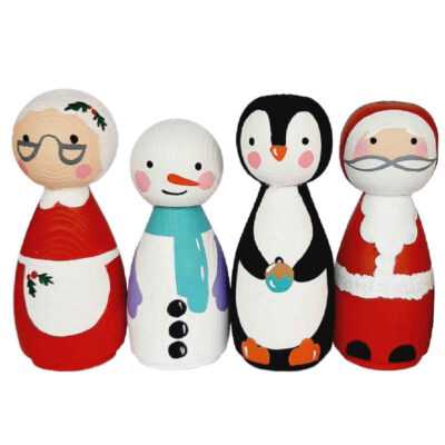 Poupées en Bois au Crochet Fait Main – Thème Noël | Figurines en Bois Festives