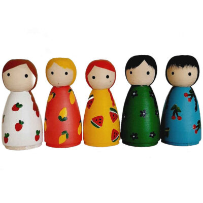 Poupées en Bois au Crochet Fait Main – Famille Fruity | Figurines en Bois Fantaisistes