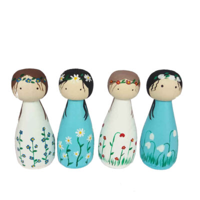 Poupées en Bois au Crochet Fait Main – Saisons | Personnages en Bois Saisonniers