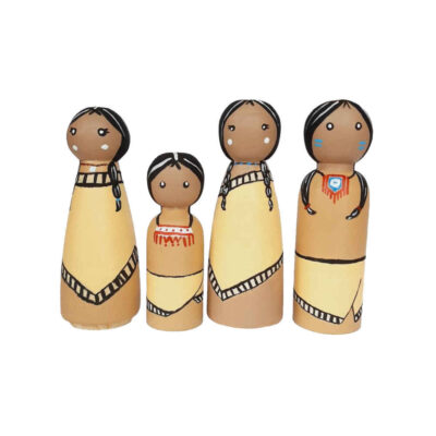 Poupées en Bois au Crochet Fait Main – Filles Sorkh Poost | Jouets Traditionnels en Bois