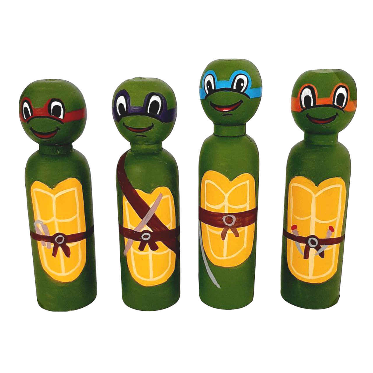 Poupées en Bois au Crochet Fait Main – Tortues Ninja Mutantes | Figurines Personnalisées