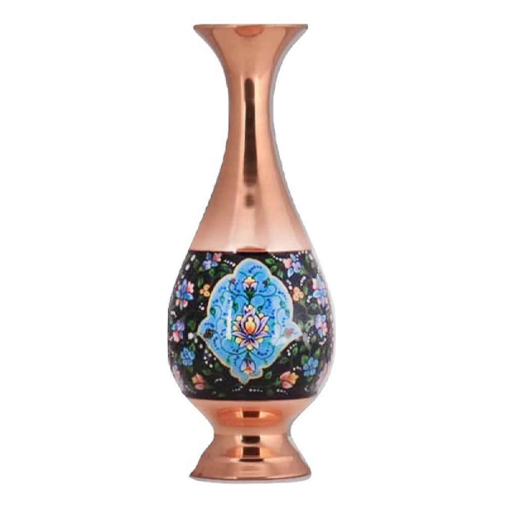 Vase en cuivre décoratif peint à la main avec émail Minakari persan Hila