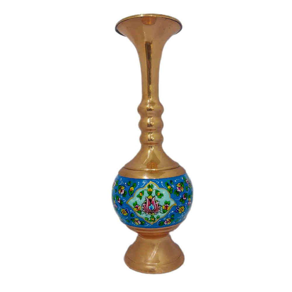 Vase en cuivre décoratif peint à la main avec émail Minakari persan Pardaz