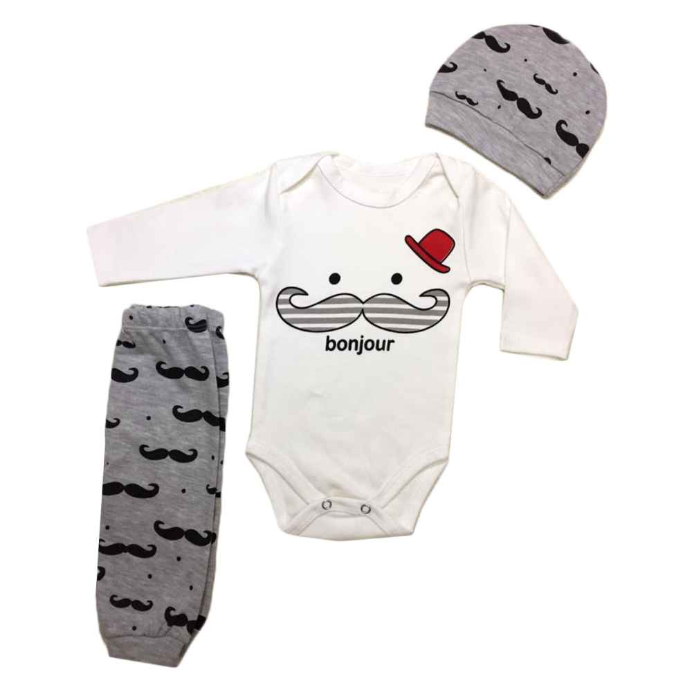 Ensemble de vêtements pour nouveau-né 3 pièces modèle Moustache