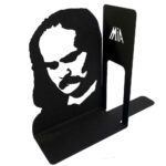 Serre-livres en métal portrait de Mehdi Akhavan Sales – parfait pour bibliothèques personnelles