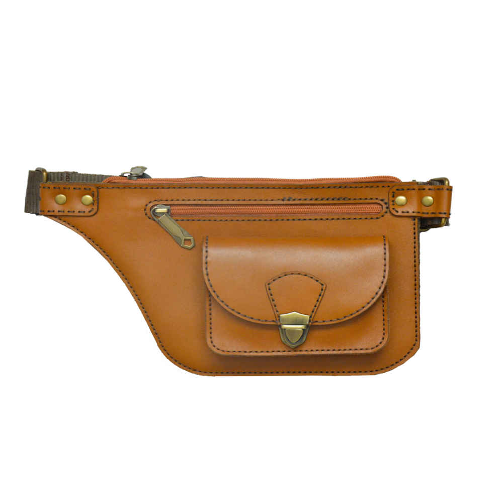 Sac banane en cuir véritable avec ceinture réglable – Transport quotidien pour femme