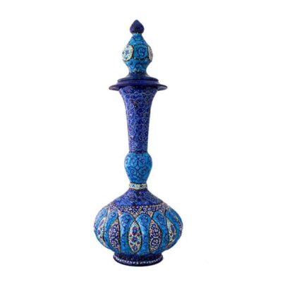 Bouteille décorative en cuivre – Émail Minakari persan Saba