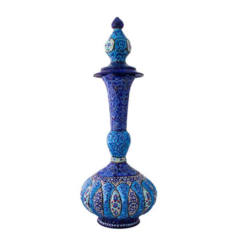 Bouteille décorative en cuivre - Émail Minakari persan Saba