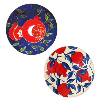 Ensemble de 2 Assiettes Décoratives en Céramique Peintes à la Main Anar