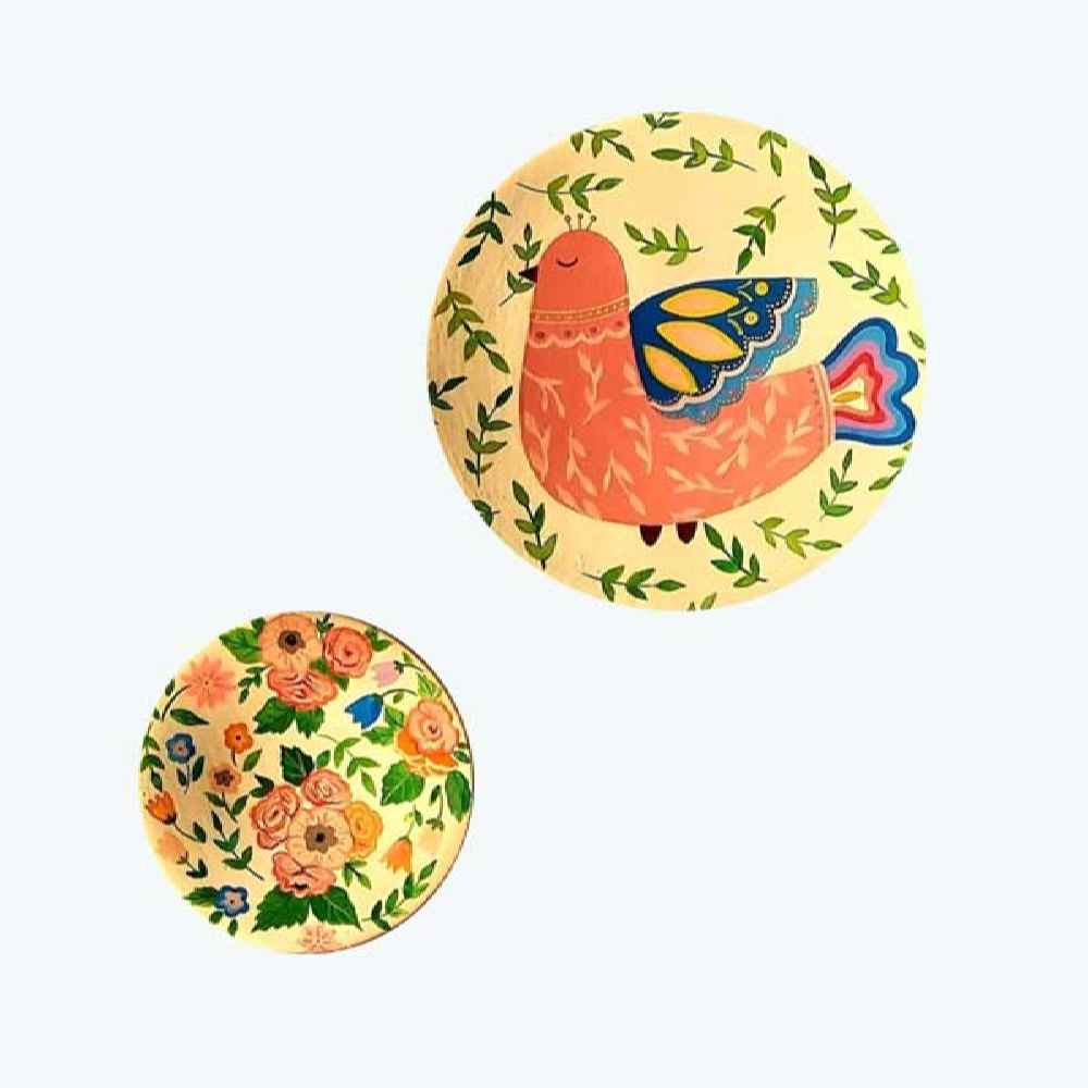 Ensemble de 2 Assiettes Décoratives en Céramique Peintes à la Main Paradis
