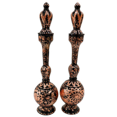 Bouteille décorative en cuivre – Gravure persane artisanale Esalat (lot de 2)
