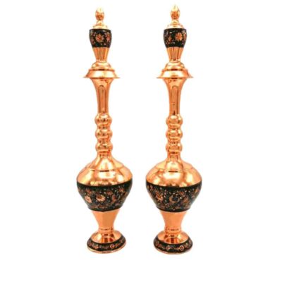 Bouteille décorative en cuivre – Gravure persane artisanale Tong (lot de 2)