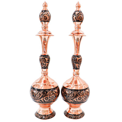 Bouteille décorative en cuivre – Gravure persane artisanale Yara (lot de 2)