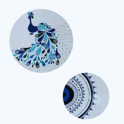 Ensemble de 2 Assiettes Décoratives en Céramique Peintes à la Main Simorgh