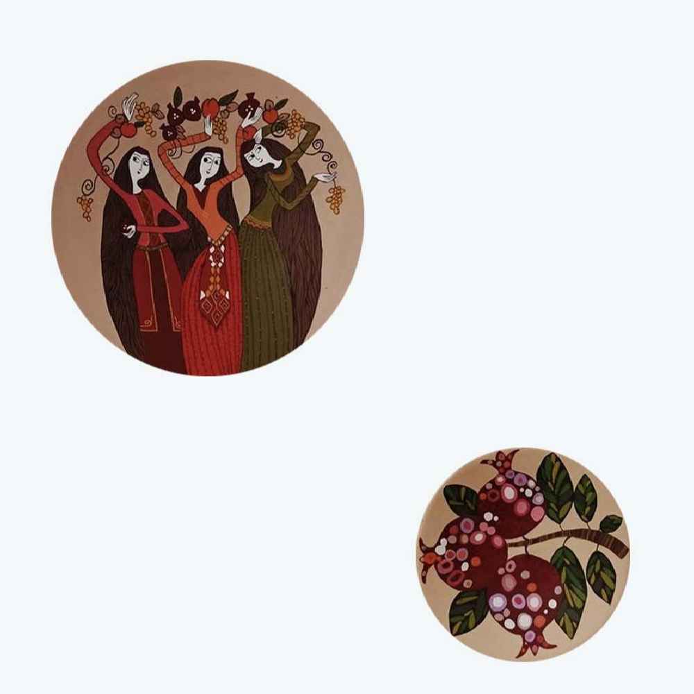 Ensemble de 2 Assiettes Décoratives en Céramique Peintes à la Main Yalda
