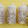Ensemble de bocaux en céramique - Idéal pour le rangement et l'organisation de la cuisine, Fleur (3x)