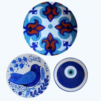 Ensemble de 3 Assiettes Décoratives en Céramique Peintes à la Main Ana