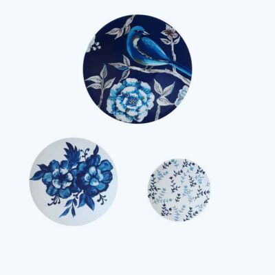 Ensemble de 3 Assiettes Décoratives en Céramique Peintes à la Main Florale Behesht