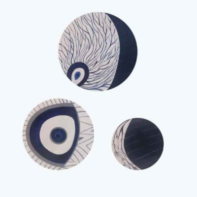 Ensemble de 3 Assiettes Décoratives en Céramique Peintes à la Main Nazar