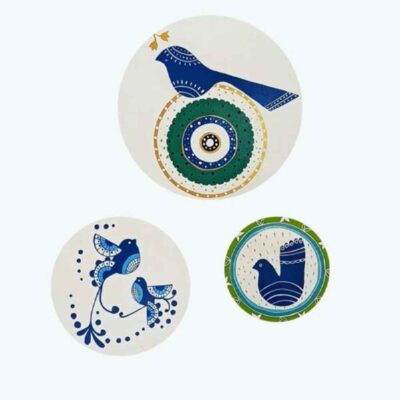 Ensemble de 3 Assiettes Décoratives en Céramique Peintes à la Main Tabiat
