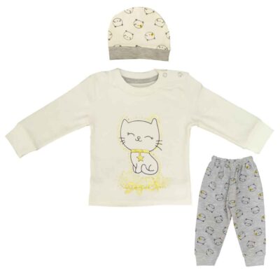Ensemble de vêtements pour nouveau-né 3 pièces modèle Chat