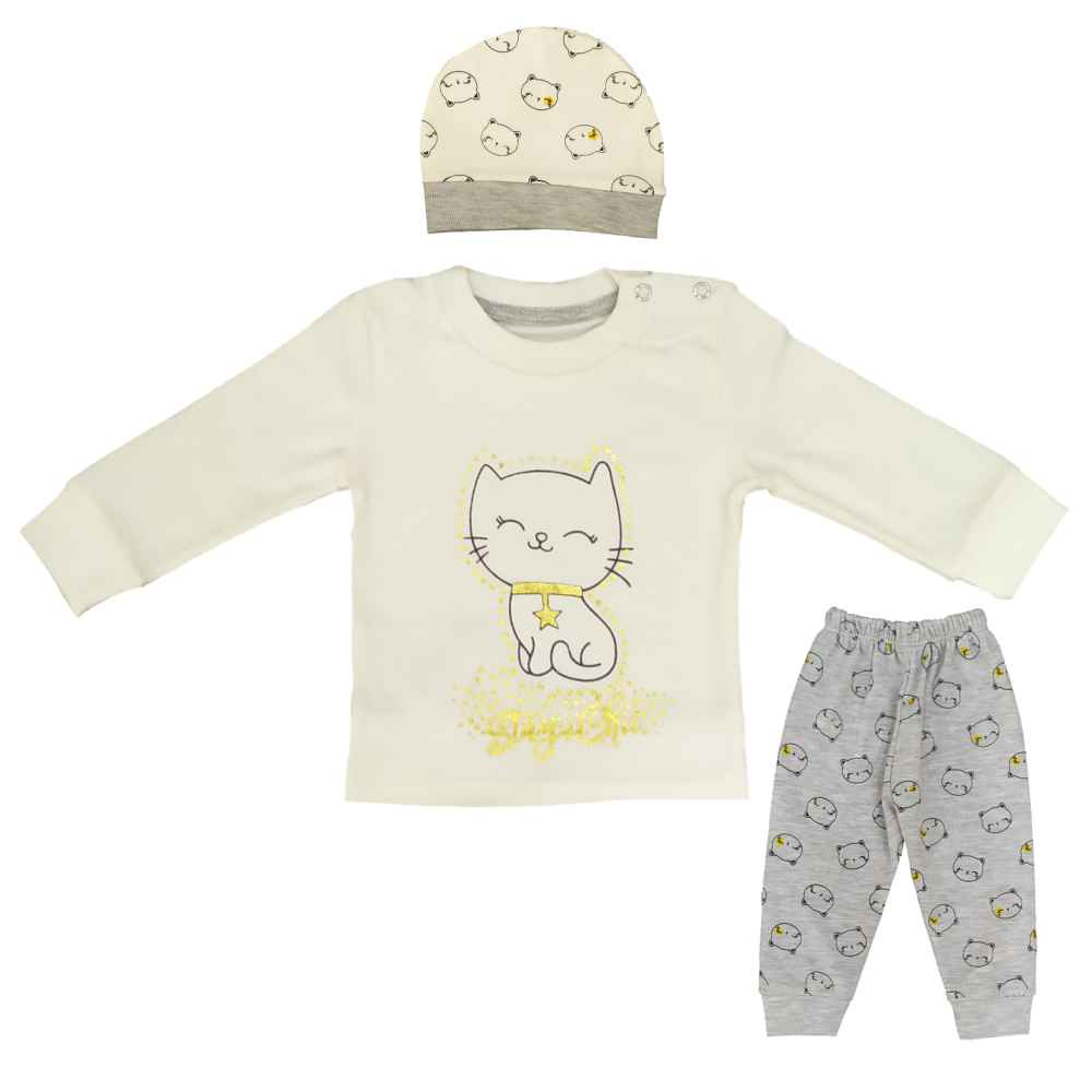 Ensemble de vêtements pour nouveau-né 3 pièces modèle Chat