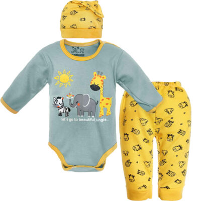 Ensemble de vêtements pour nouveau-né 3 pièces modèle Jungle