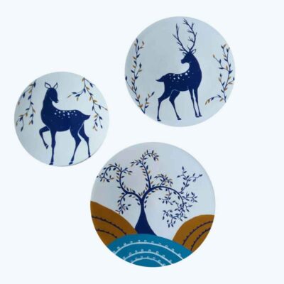 Ensemble de 3 Assiettes Décoratives en Céramique Peintes à la Main Ghazal