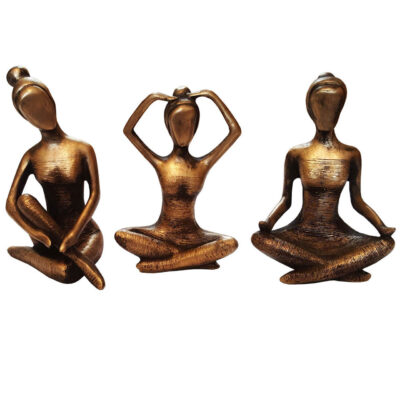 Ensemble de 3 figurines décoratives de filles en yoga – Art de la pose de yoga paisible