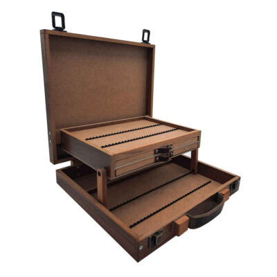 Coffret en bois de 120 crayons avec tiroir – Design Salva pour artistes