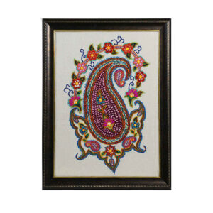 Persian Embroidered Tapestry Wall Hanging – Floral Paisley Textile Art