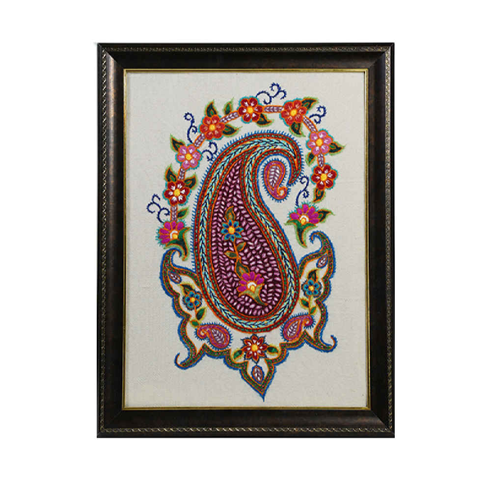 Persian Embroidered Tapestry Wall Hanging – Floral Paisley Textile Art