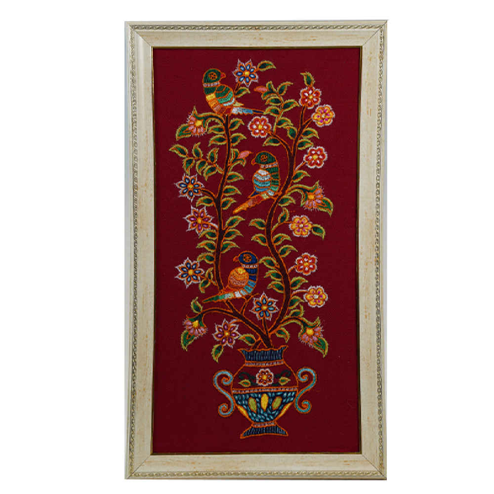 Persian Embroidered Tapestry Wall Hanging – Floral Pateh Textile Art