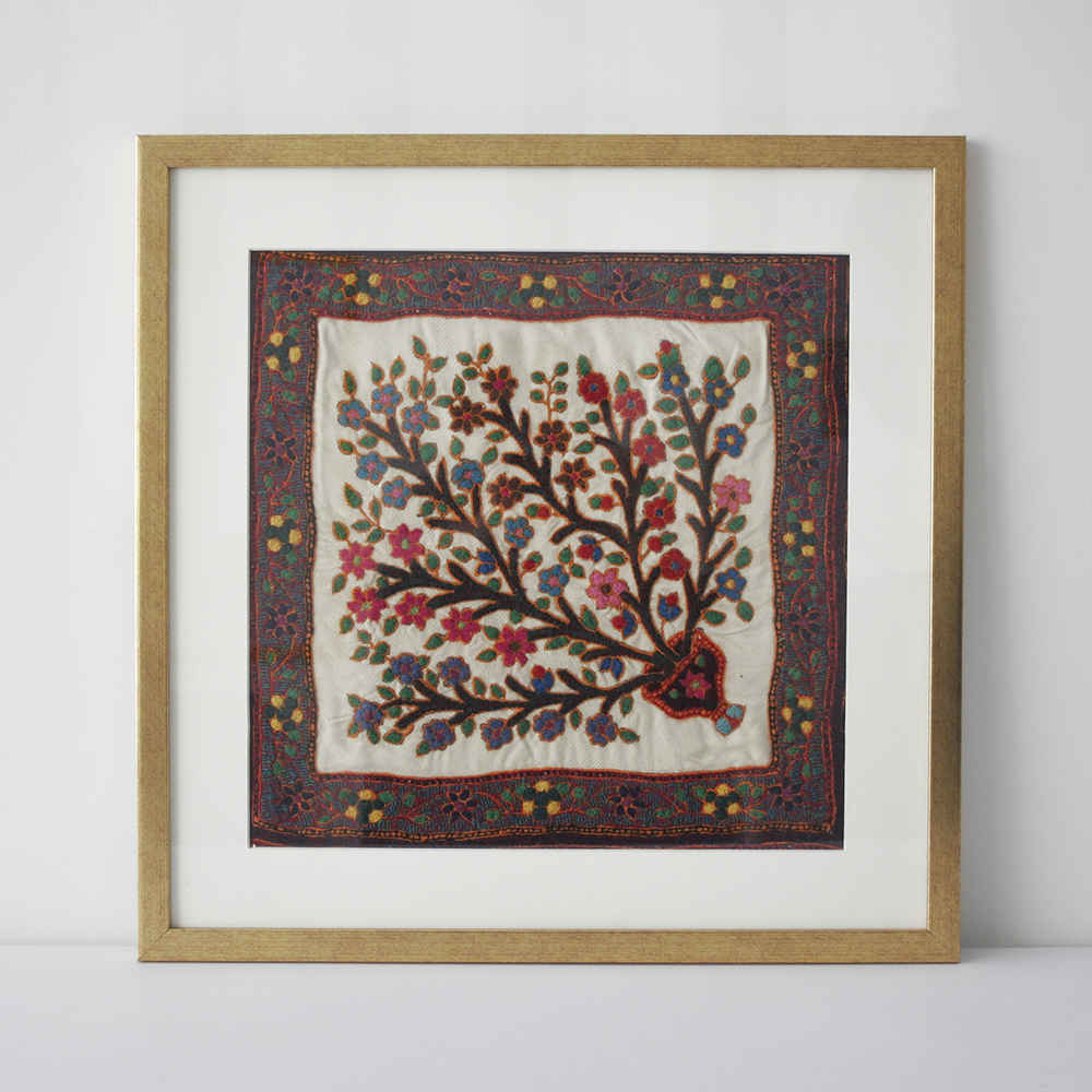 Persian Embroidered Tapestry Wall Hanging – Floral Zendegi Textile Art