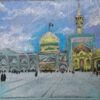 Original Realism Drawing - Pastel on Cardboard, Imam Reza Holy Shrine