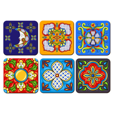 Ensemble de Dessous de Verre avec Motif Artistique d’Inspiration Persane Beau