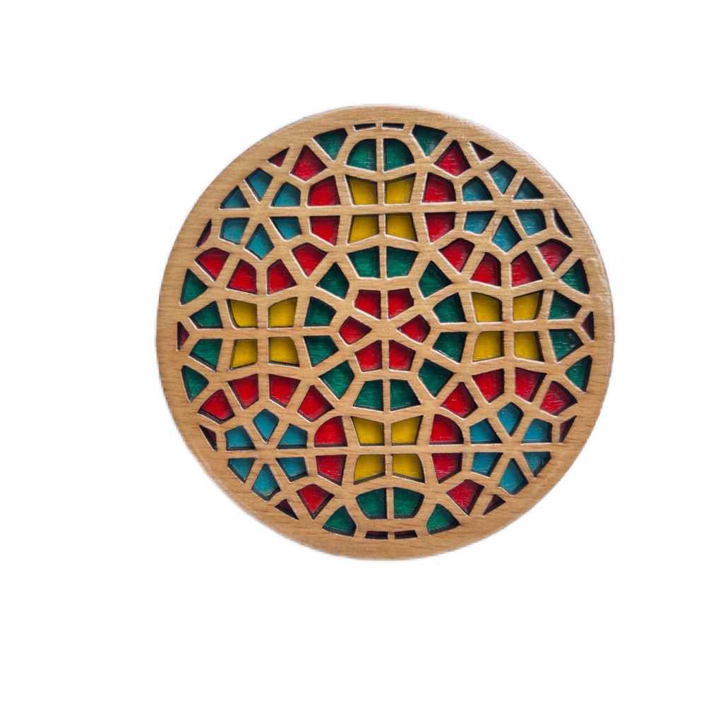 Sous-verres Géométriques en Bois avec le Design Coloré (x2)